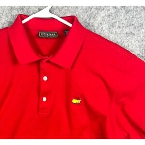 Men's Masters Collection Solid Polo Golf Shirt Sz L Red 60's Two Ply Mecerized